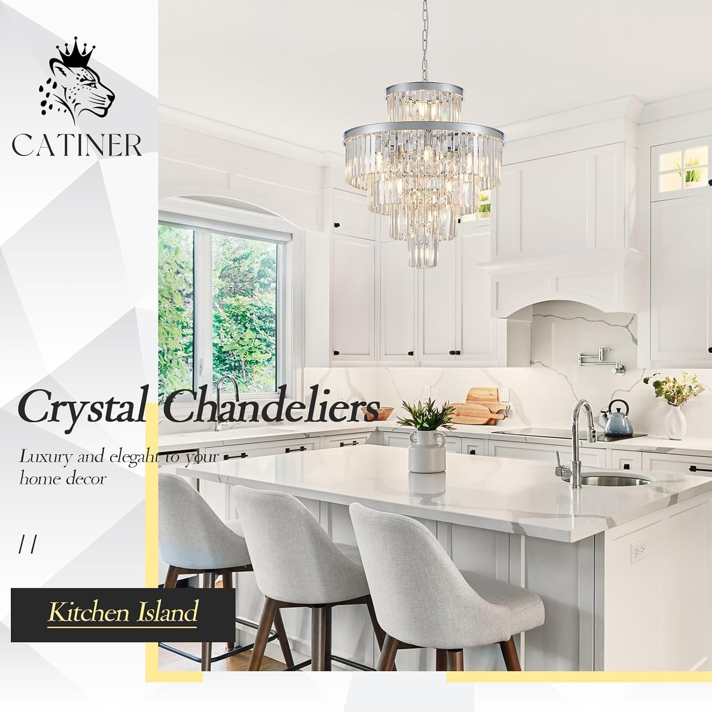 Candelabro moderno de cristal K9 con 15 luces 24pulg