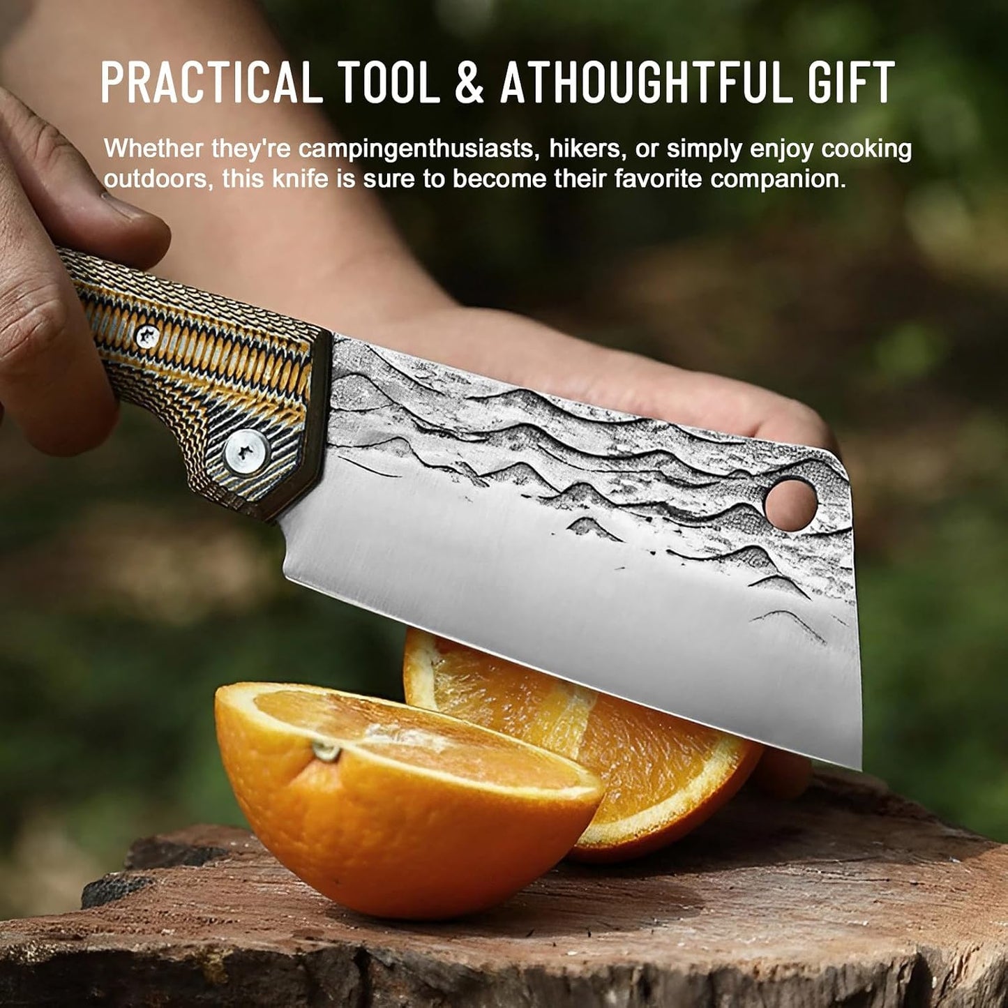 Cuchillo chef plegable hoja forjada mango micarta