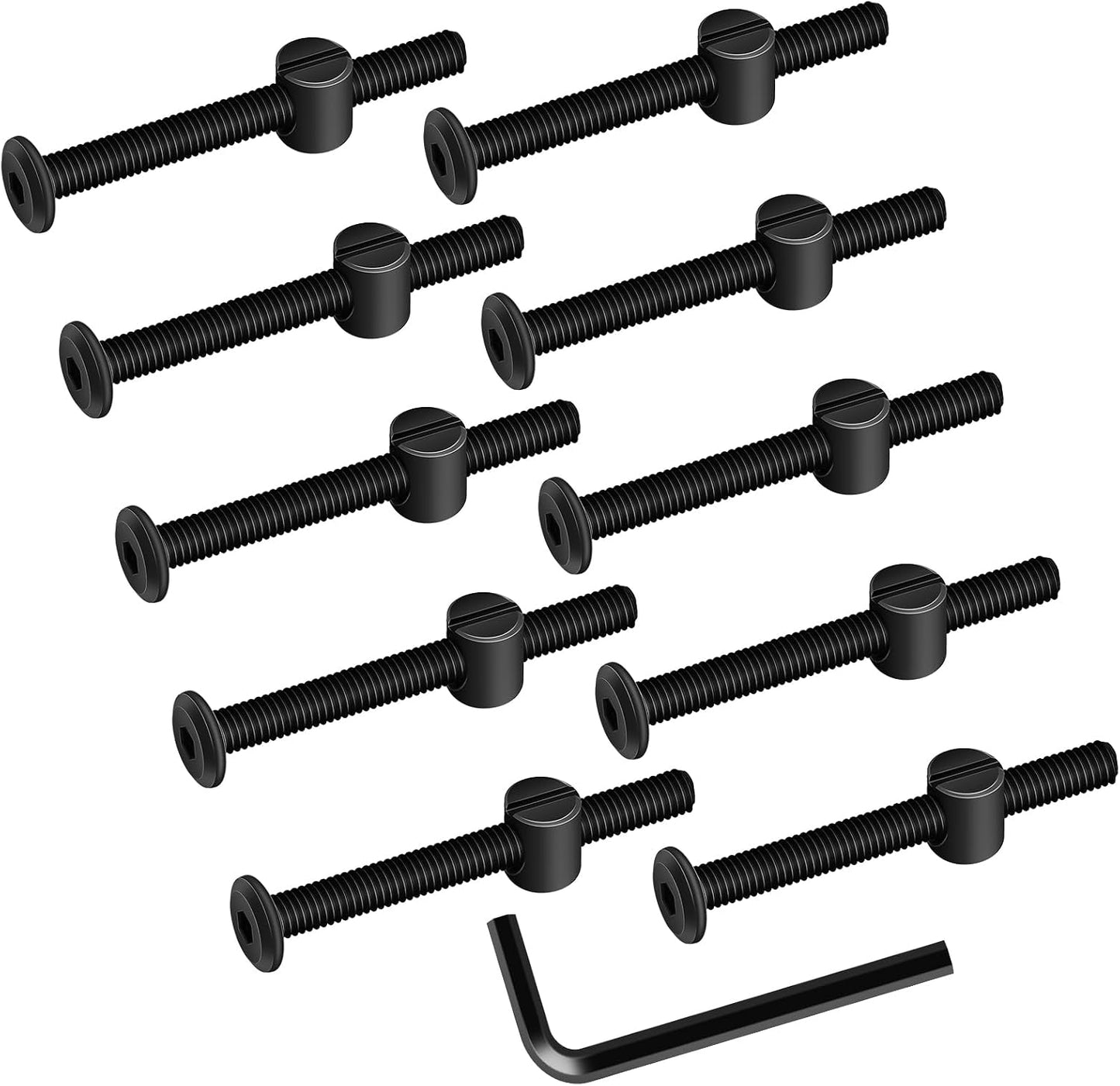 Tornillos M8x60mm cabeza plana negra para muebles 10 pzas