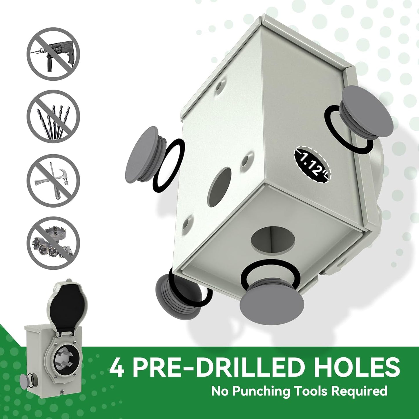Cable generador NEMA L14-30P a L14-30R 30ft con caja entrada