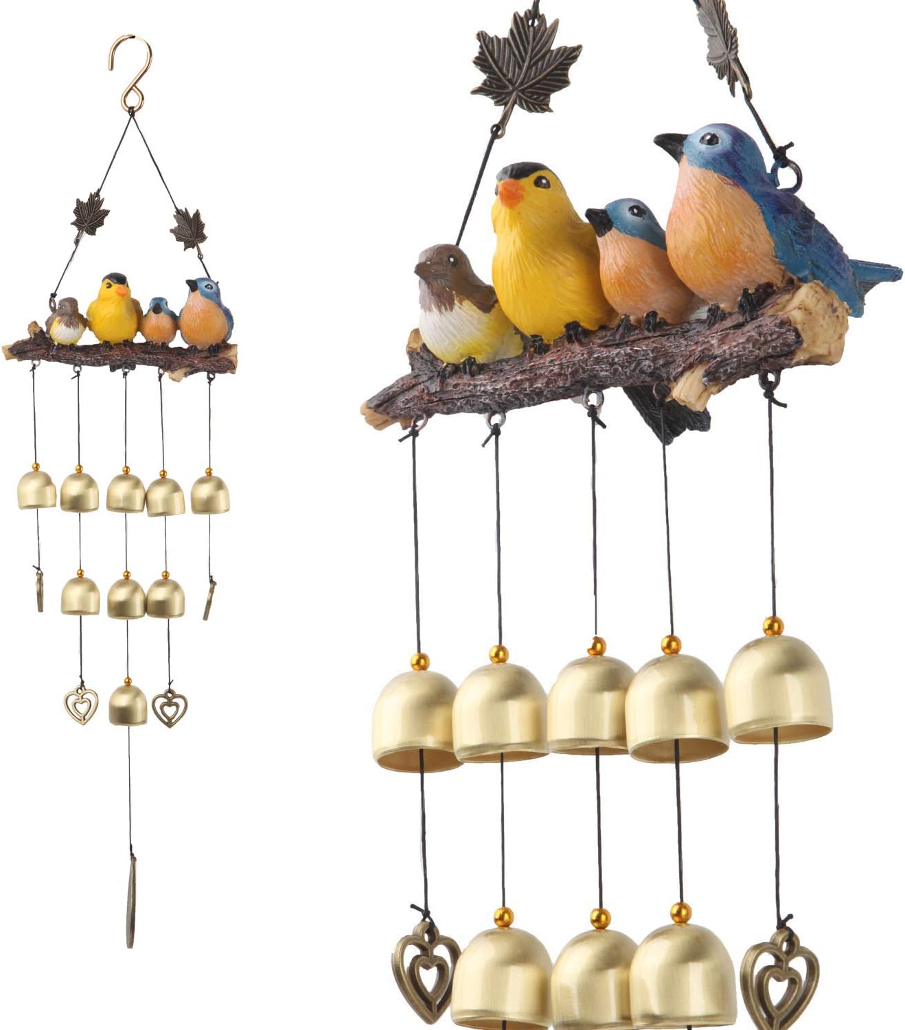 Campanillas de viento pájaros decoración jardín hogar azul