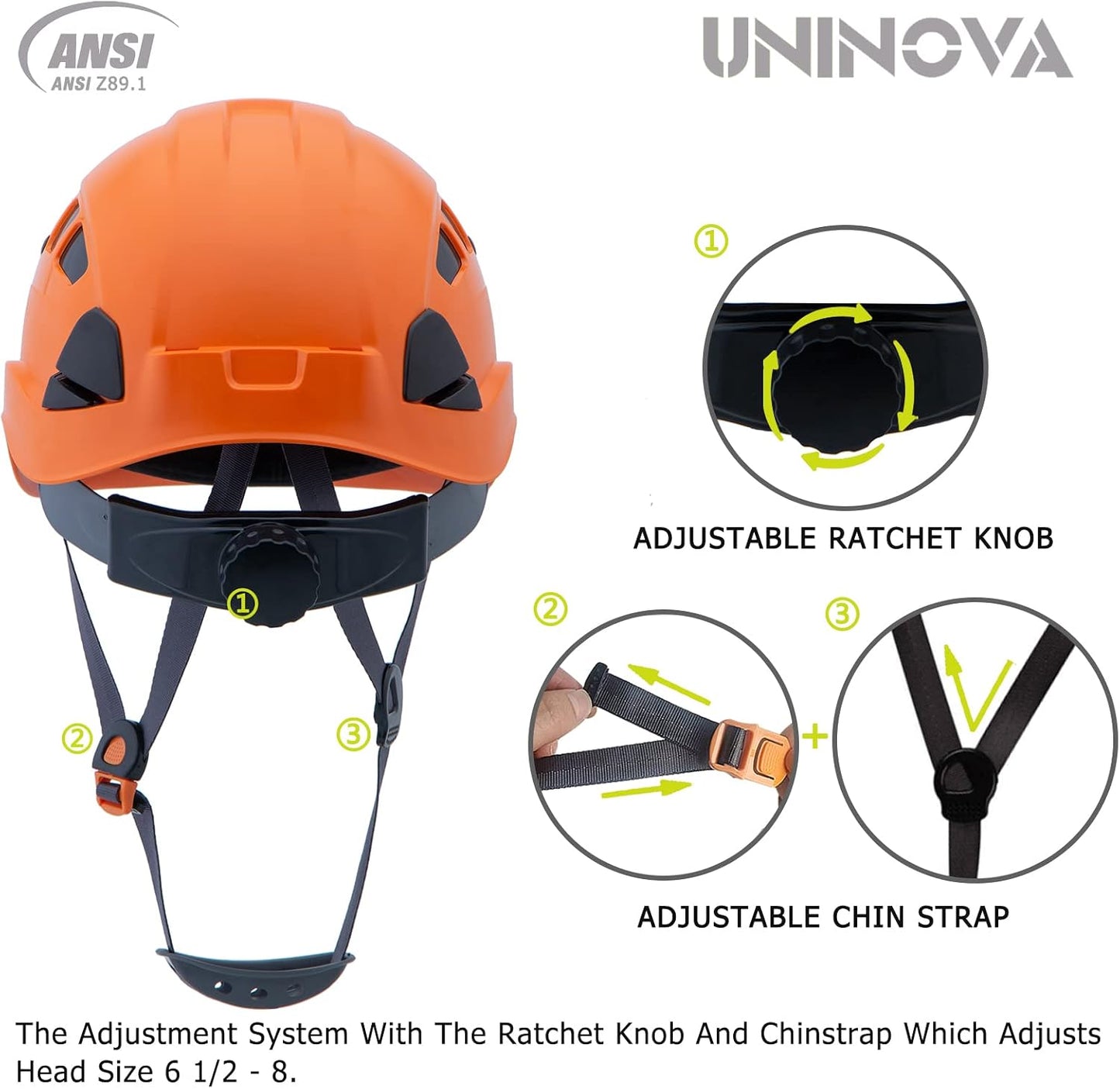 Casco seguridad ANSI Z89.1 ajustable suspensión 6 puntos OSHA