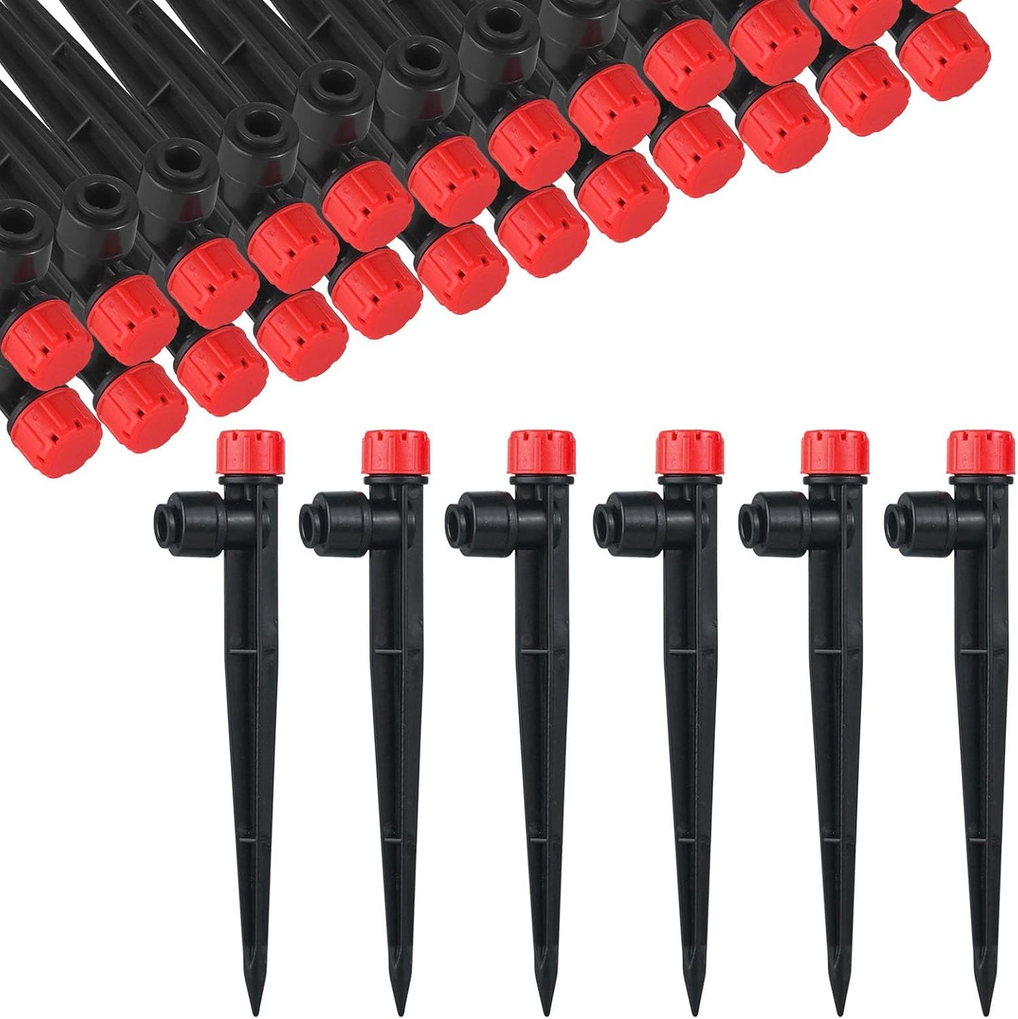 60 Emisores Riego Goteo Rojos 1/4" Cabezales Aspersor