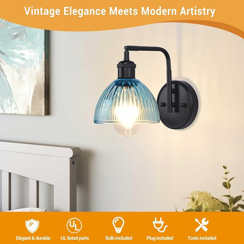 Aplique pared vidrio a rayas LED enchufable