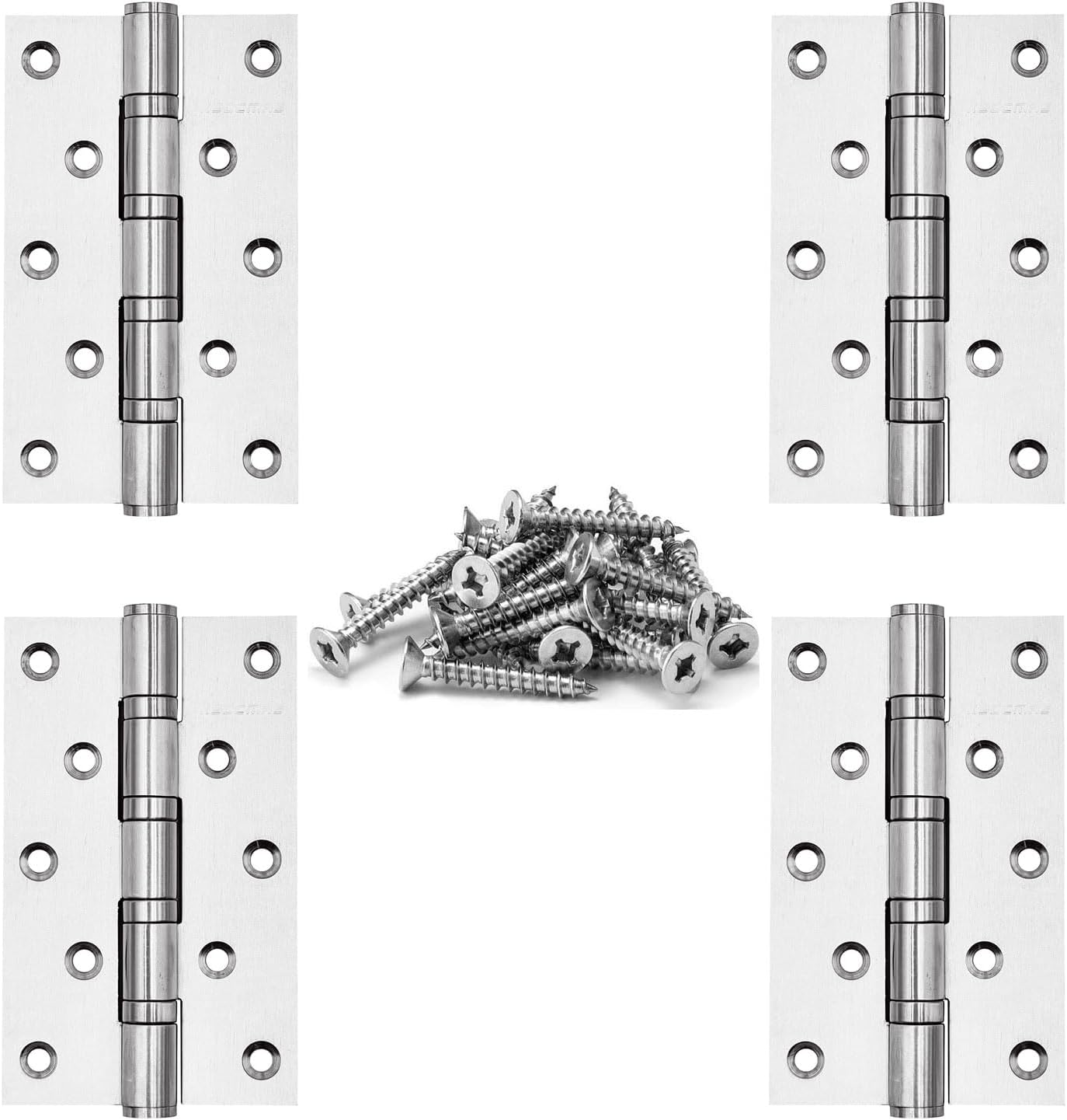 Bisagras puerta acero inox 5x3pulg bolas pack 4 plateado