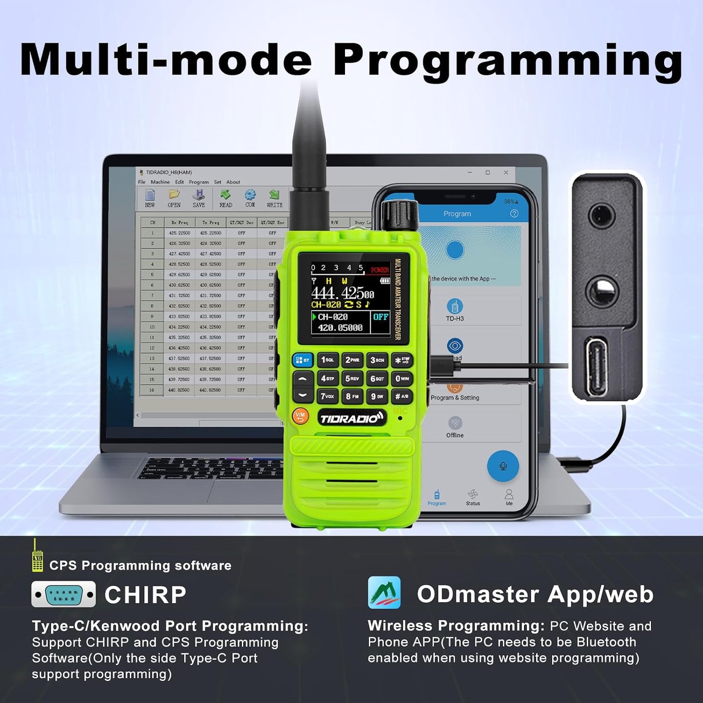 Radio GMRS 2 Vías 8 Bandas Recargable Kit 4 Pzas Verde