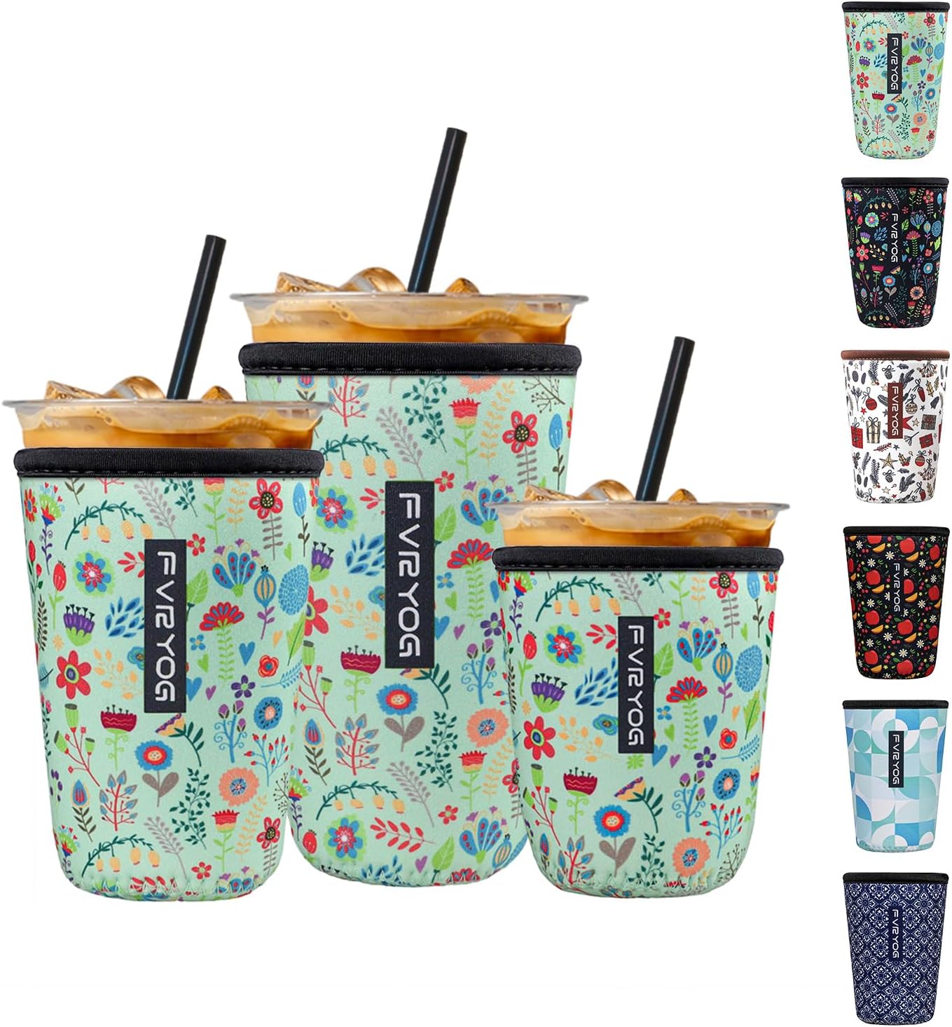 3 Pzas Fundas Neopreno Reutilizables para Café 16-32oz