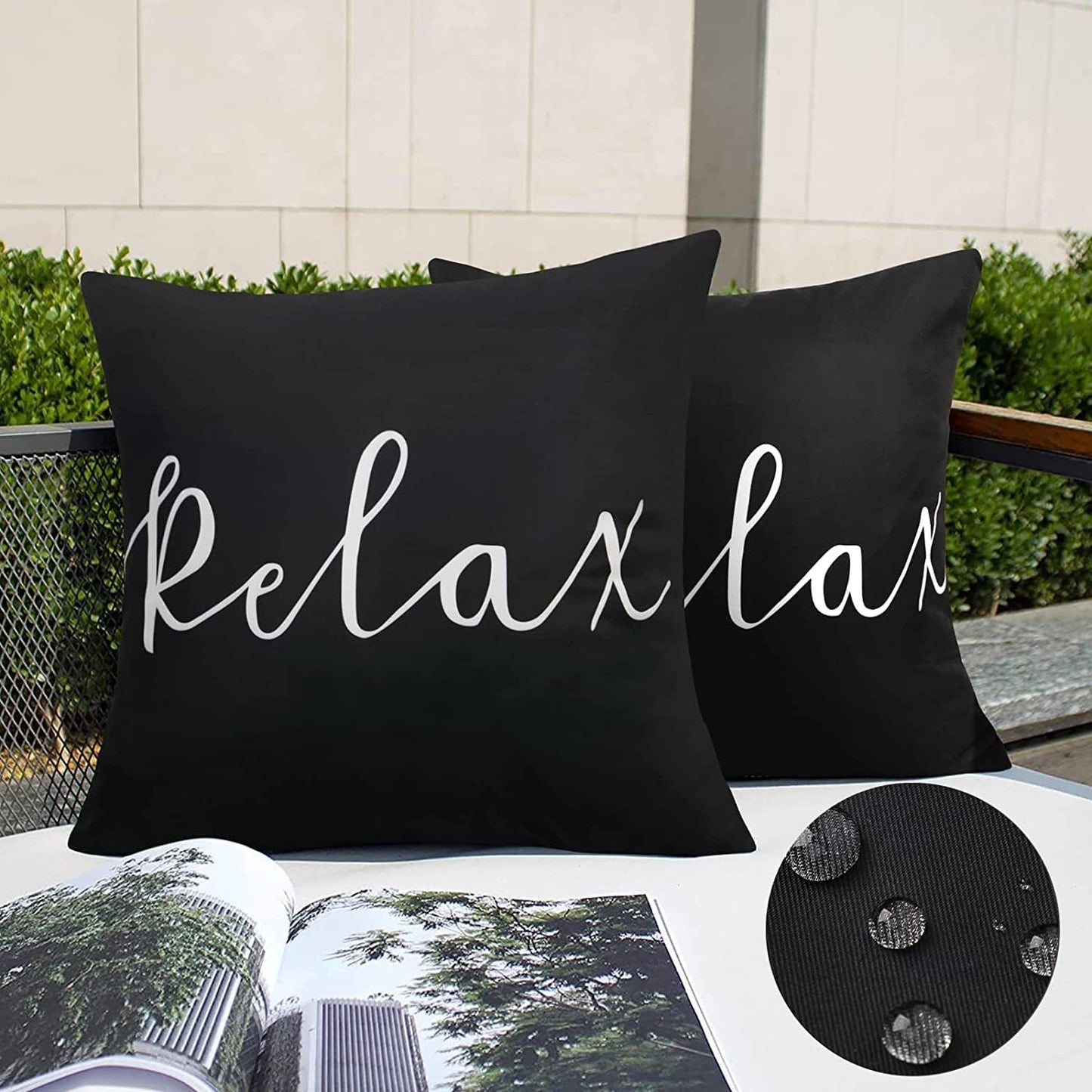 2 Fundas Almohada Impermeables 20x20" Blanco Negro