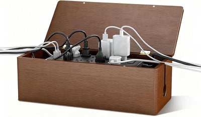 Caja organizadora cables 14.17pulg tapa magnética marrón