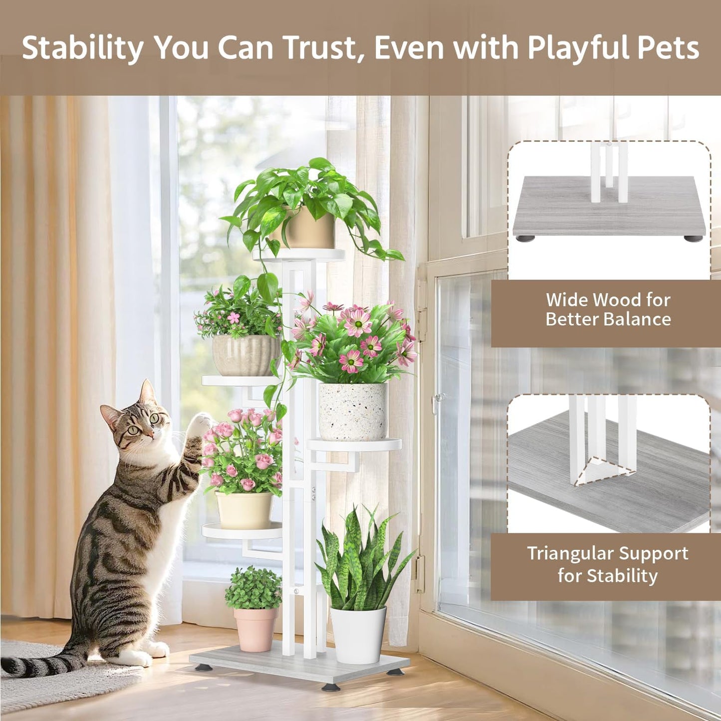 Soporte plantas 4 niveles metal resistente para interiores