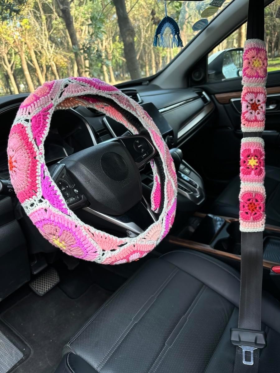 Funda volante flores arco iris accesorios auto mujer