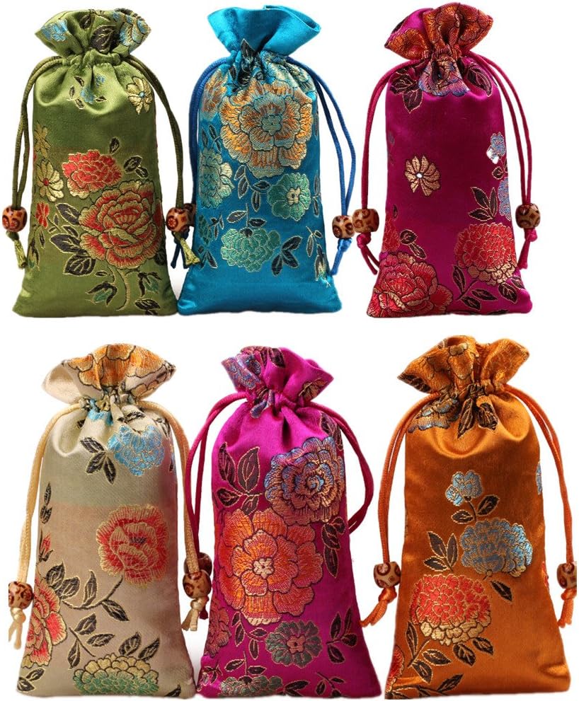 Bolsas brocado seda 3x6" 6 Pzas