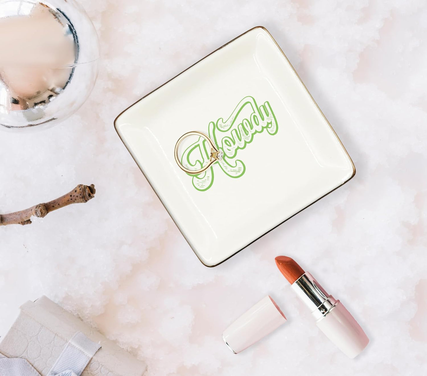 Bandeja cerámica occidental para joyas anillo regalo mujer