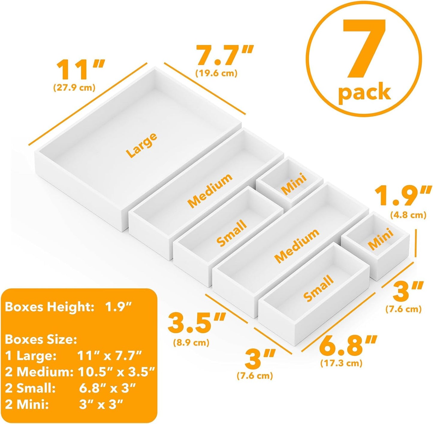 7 Pzas Cajas Organizadoras Bambú Multiuso Cocina Baño