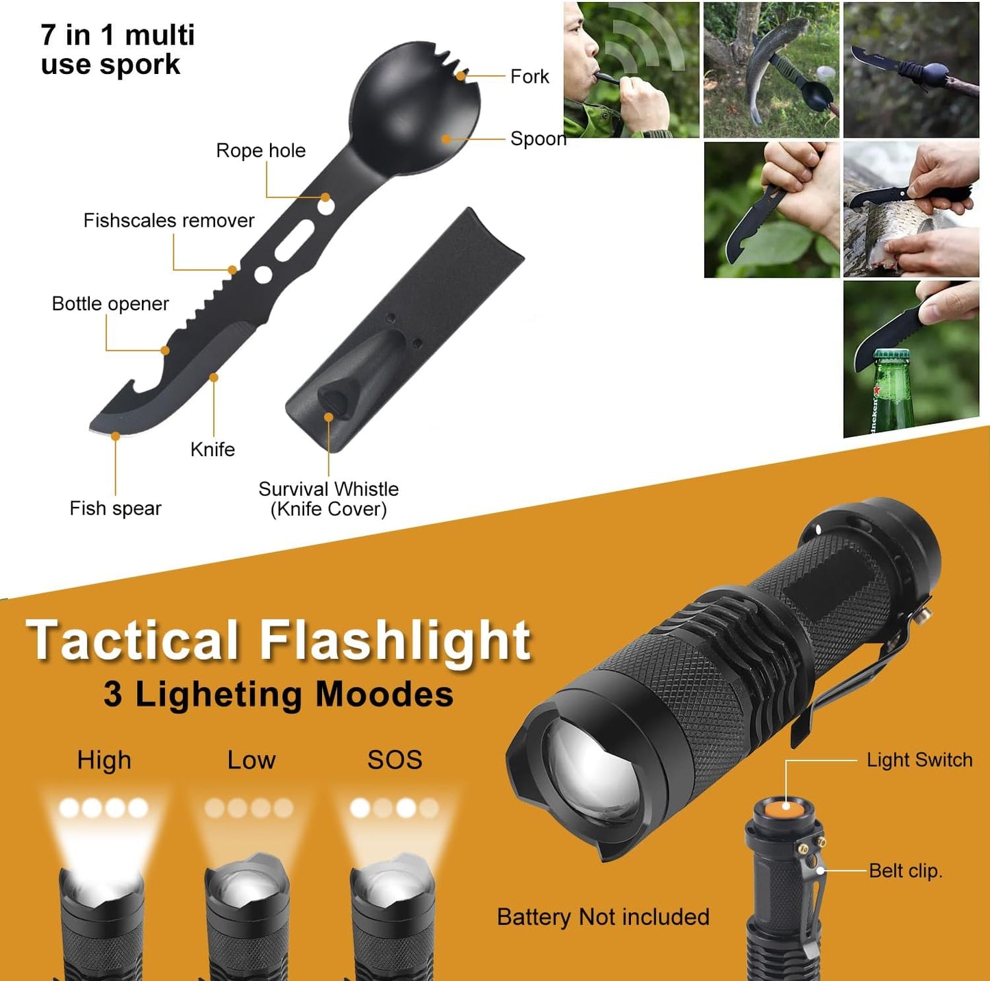 Kit supervivencia 11en1 para hombres al aire libre camping