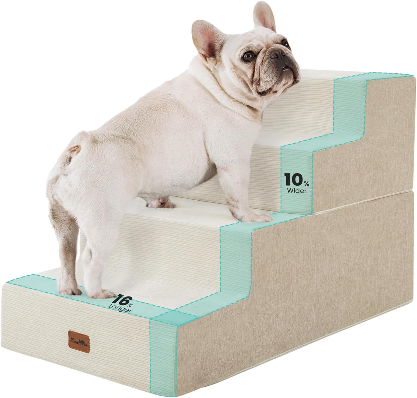 Escaleras para perros y gatos 4 escalones espuma 35d beige