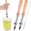 2 Perforadores paja tapas plástico vaso acero inox mango madera