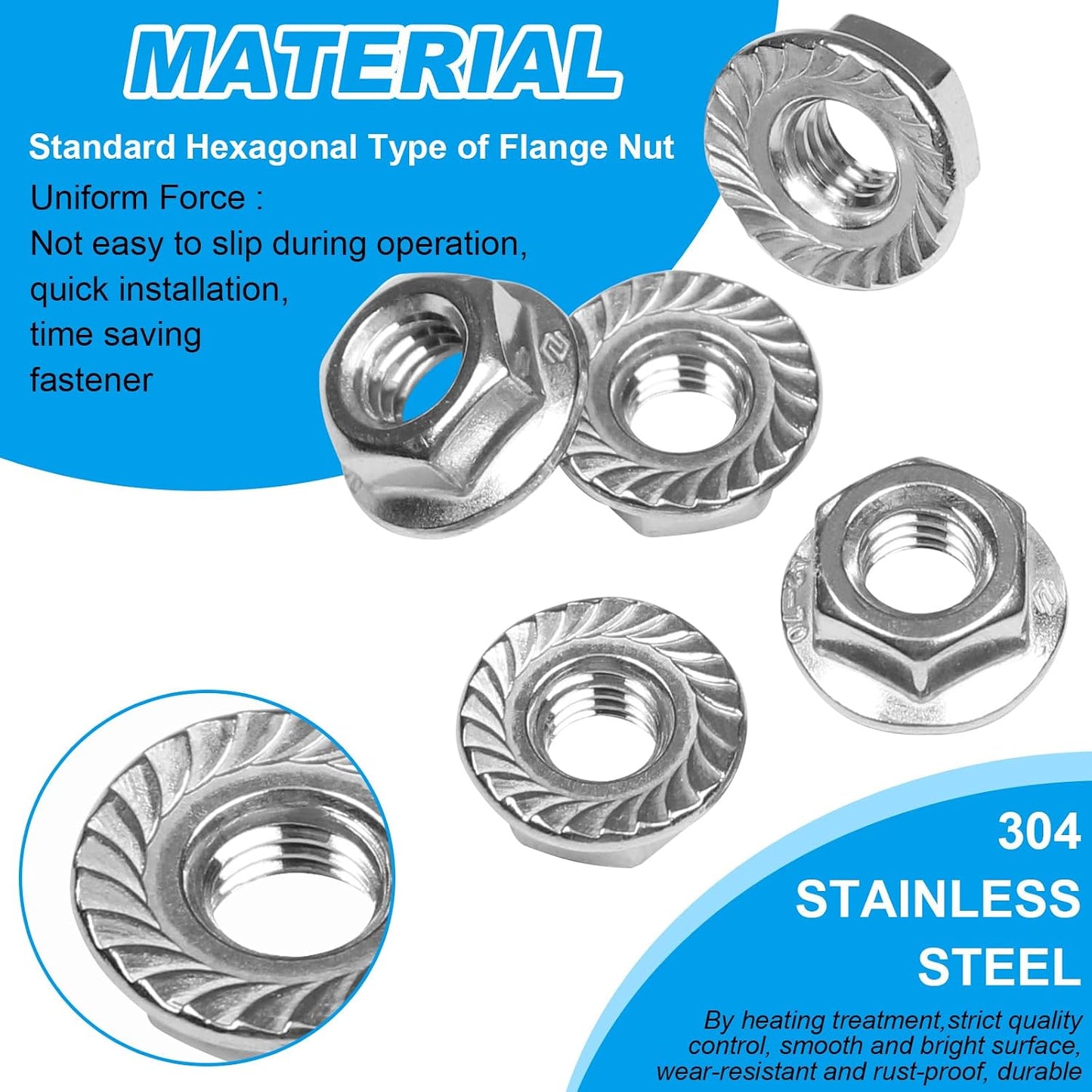 60 Pzas Tuercas M8 Acero Inox 304 Bloqueo