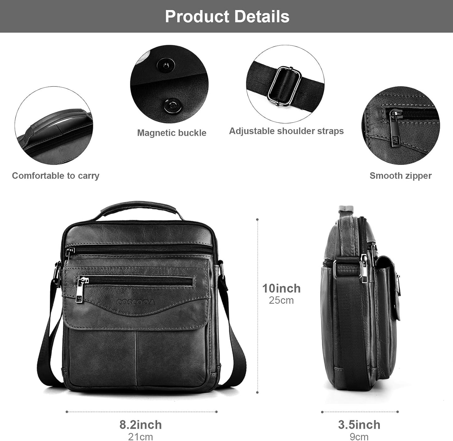 Bolso bandolera cuero para hombre viaje