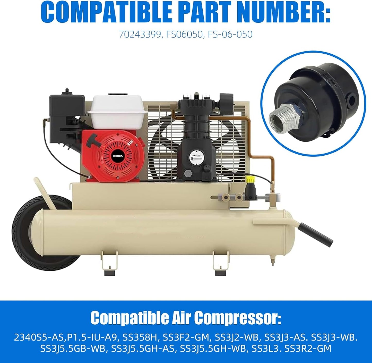 Filtro aire modo silencioso 1/2 MPT repuesto Ingersoll Rand SS3