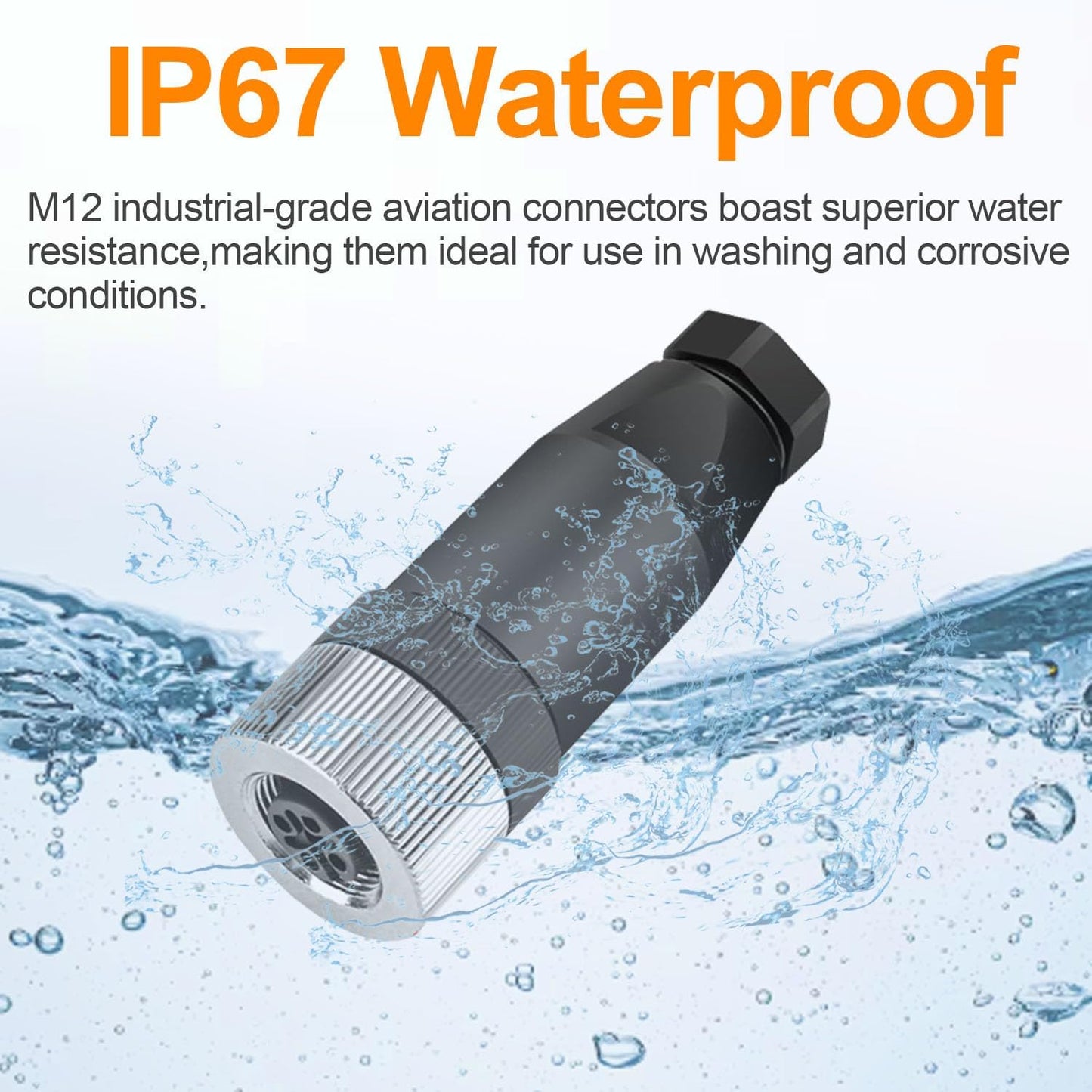 10 Pzas Conector Hembra M12 5-Pin IP67 Impermeable