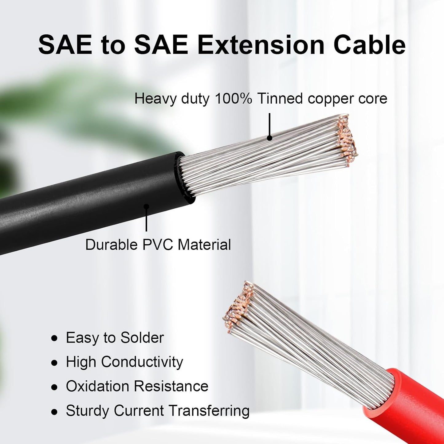 Cable extensión SAE 10 AWG 6ft conector para panel solar