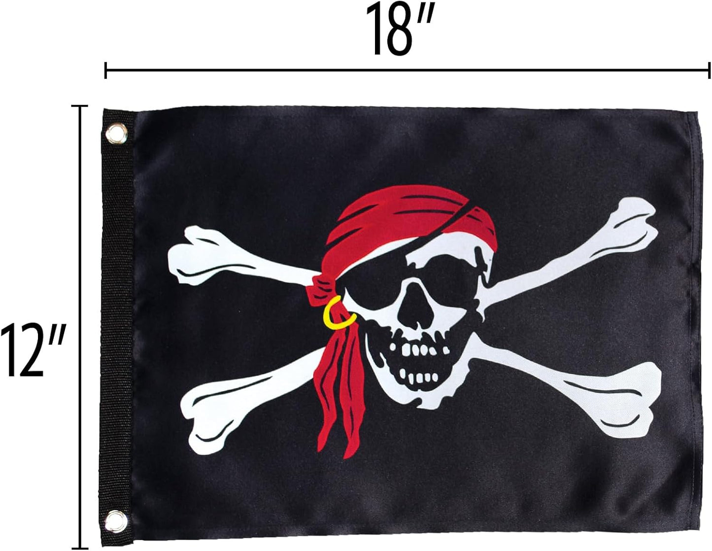 Bandera Jolly Roger con ojales 12x18"