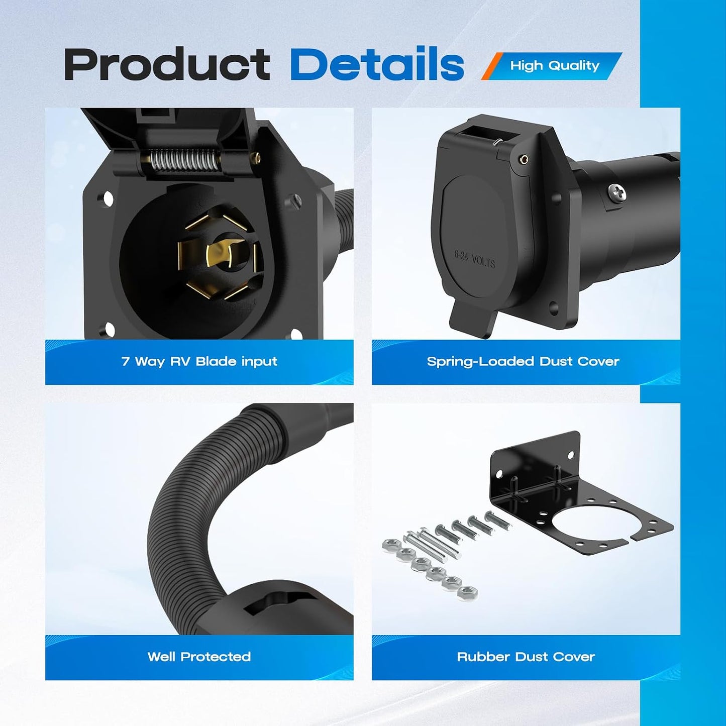 Enchufe conector luz remolque 7 vías adaptador eléctrico