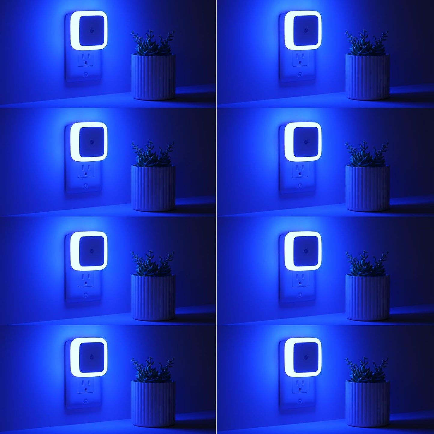 8 Lámparas Nocturnas LED Enchufables Azul