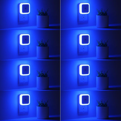 8 Lámparas Nocturnas LED Enchufables Azul