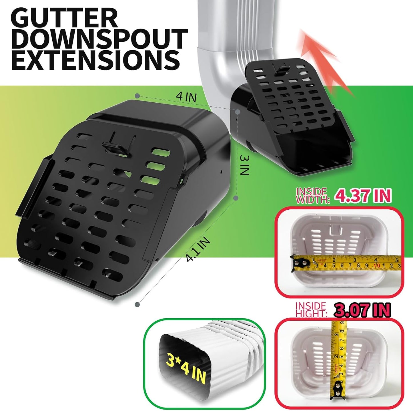 Extensiones bajante canalón 3x4pulg desviador extraíble