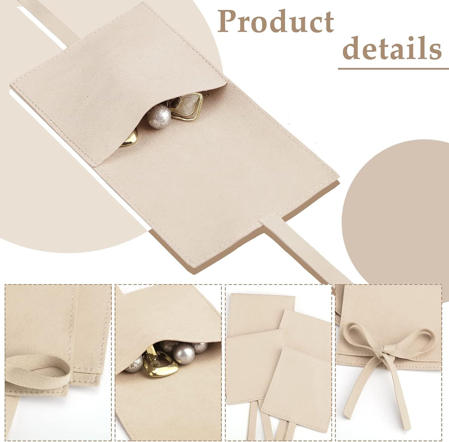 80 Pzas Bolsa Microfibra Joyería 8x8cm con Lazo
