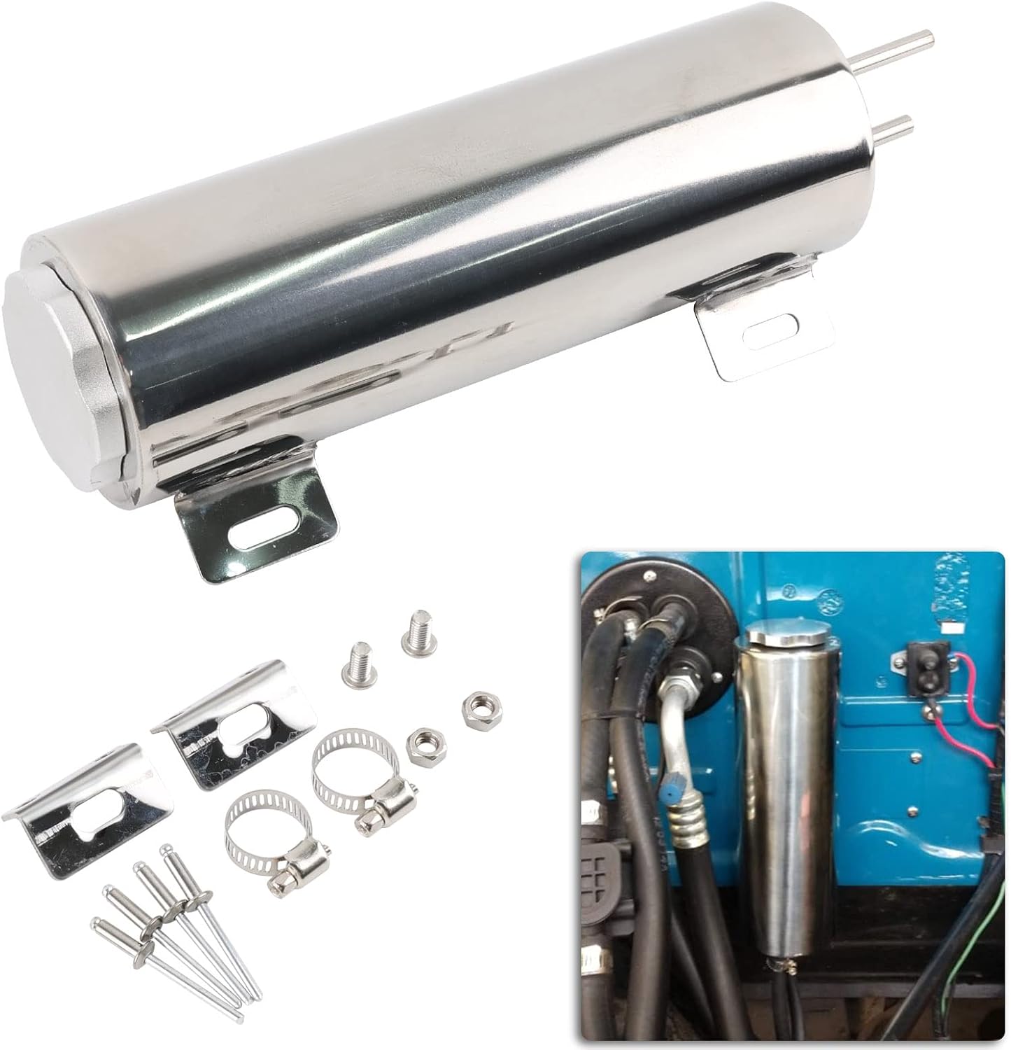 Tanque desbordamiento radiador 3x9" acero inox 32oz