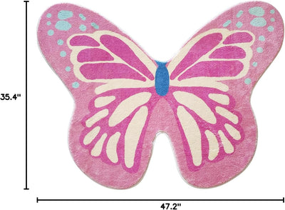 Alfombra mariposa antiderrap 35x47" rosa