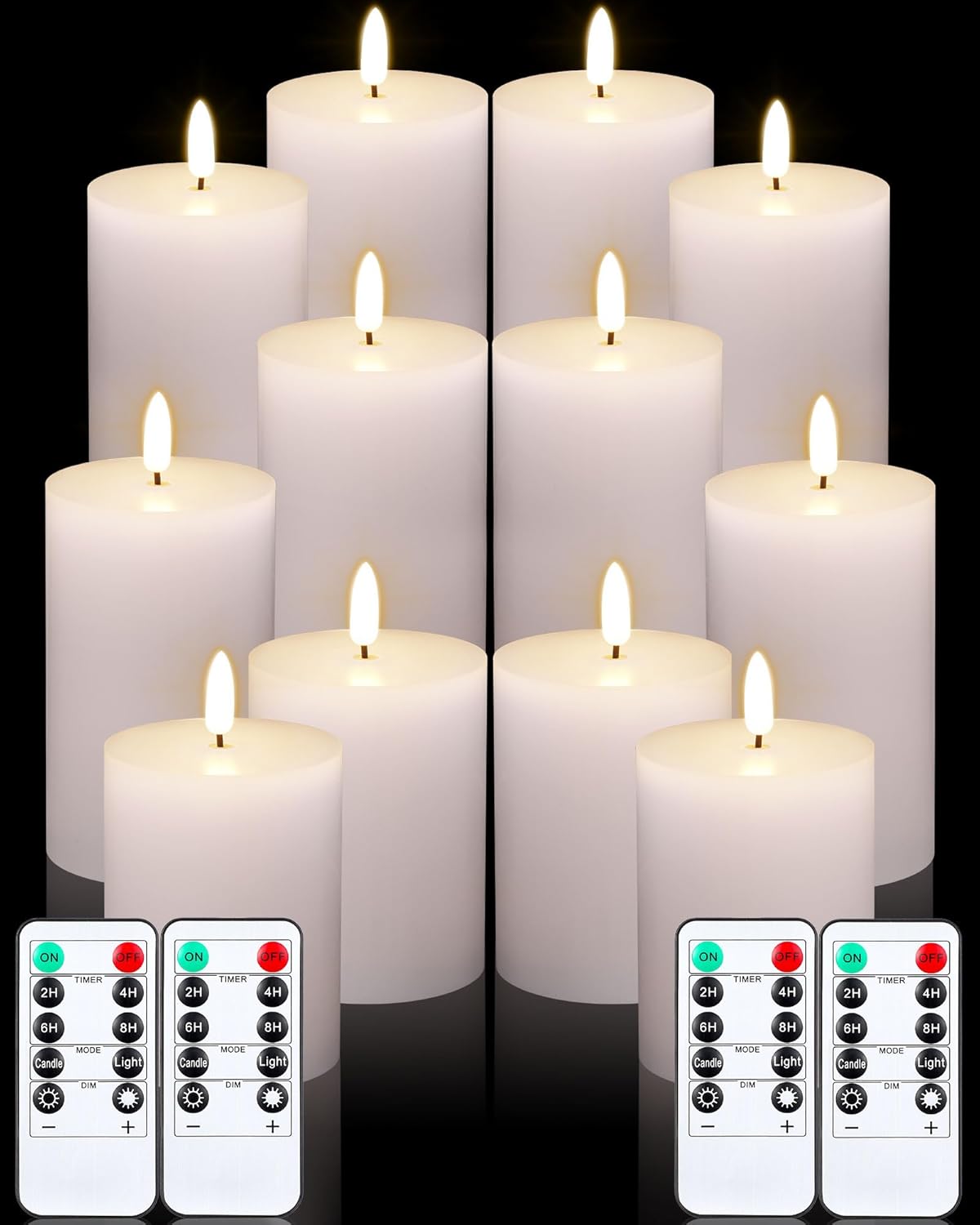 Set 12 Velas LED Sin Llama Con Control Remoto Boda