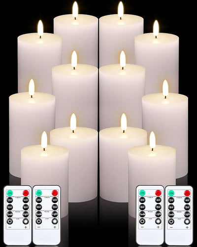 Set 12 Velas LED Sin Llama Con Control Remoto Boda