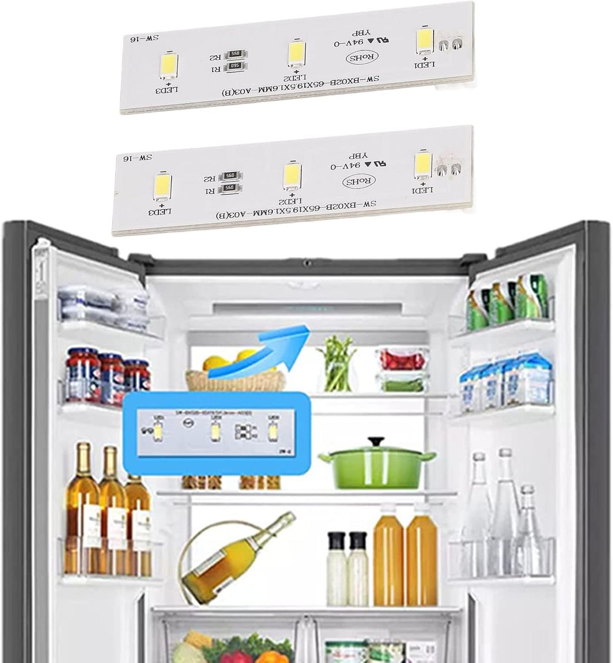 2 Pzas Tira Luz LED para Congelador BX02B 12V