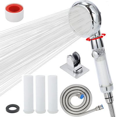 Cabezal ducha RV con 4 filtros agua dura manguera interruptor
