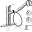 Grifo cocina acero inox rociador extraible 1-3 agujeros