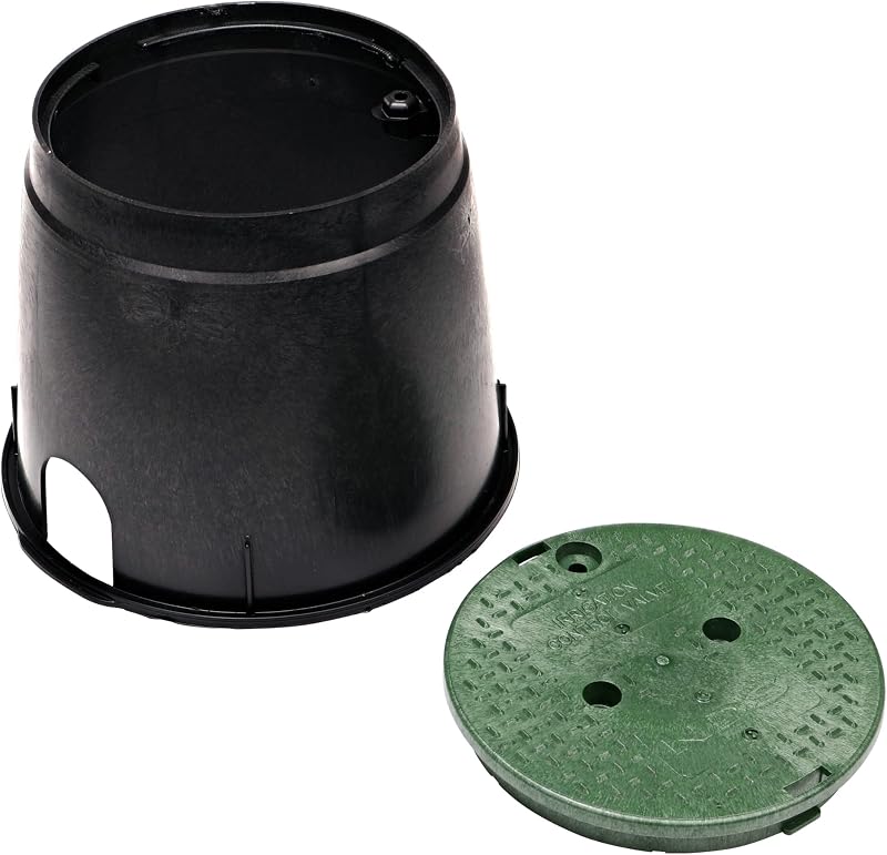 Caja válvula riego 10pulg negra cubierta verde