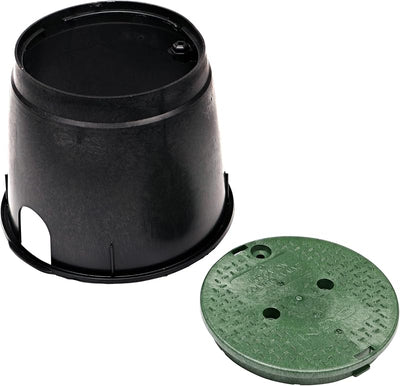 Caja válvula riego 10pulg negra cubierta verde