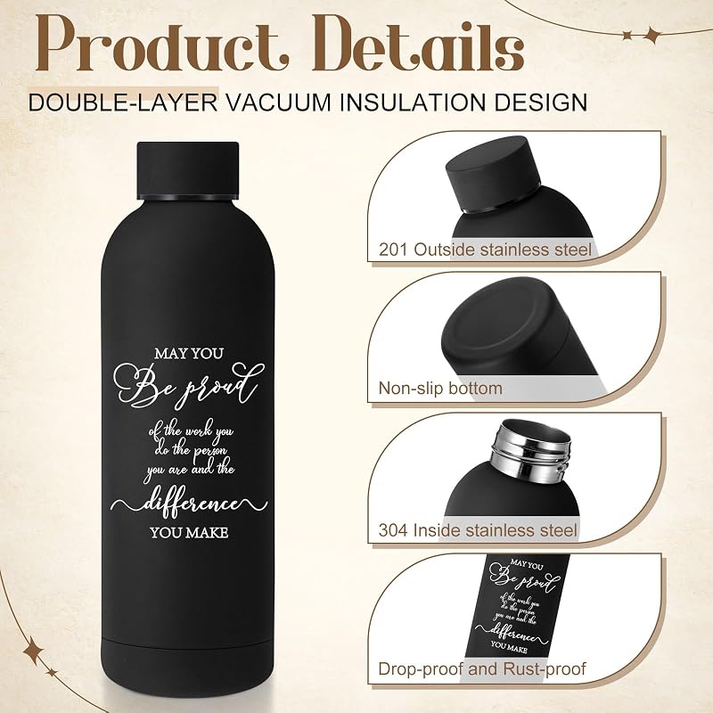 Set 6 Pzas Regalo Empleados Botella Agua Acero Inox 17oz
