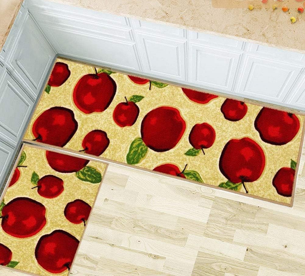 Set 2 Alfombras Cocina Lavables Antiderrap Absorbente Rojo