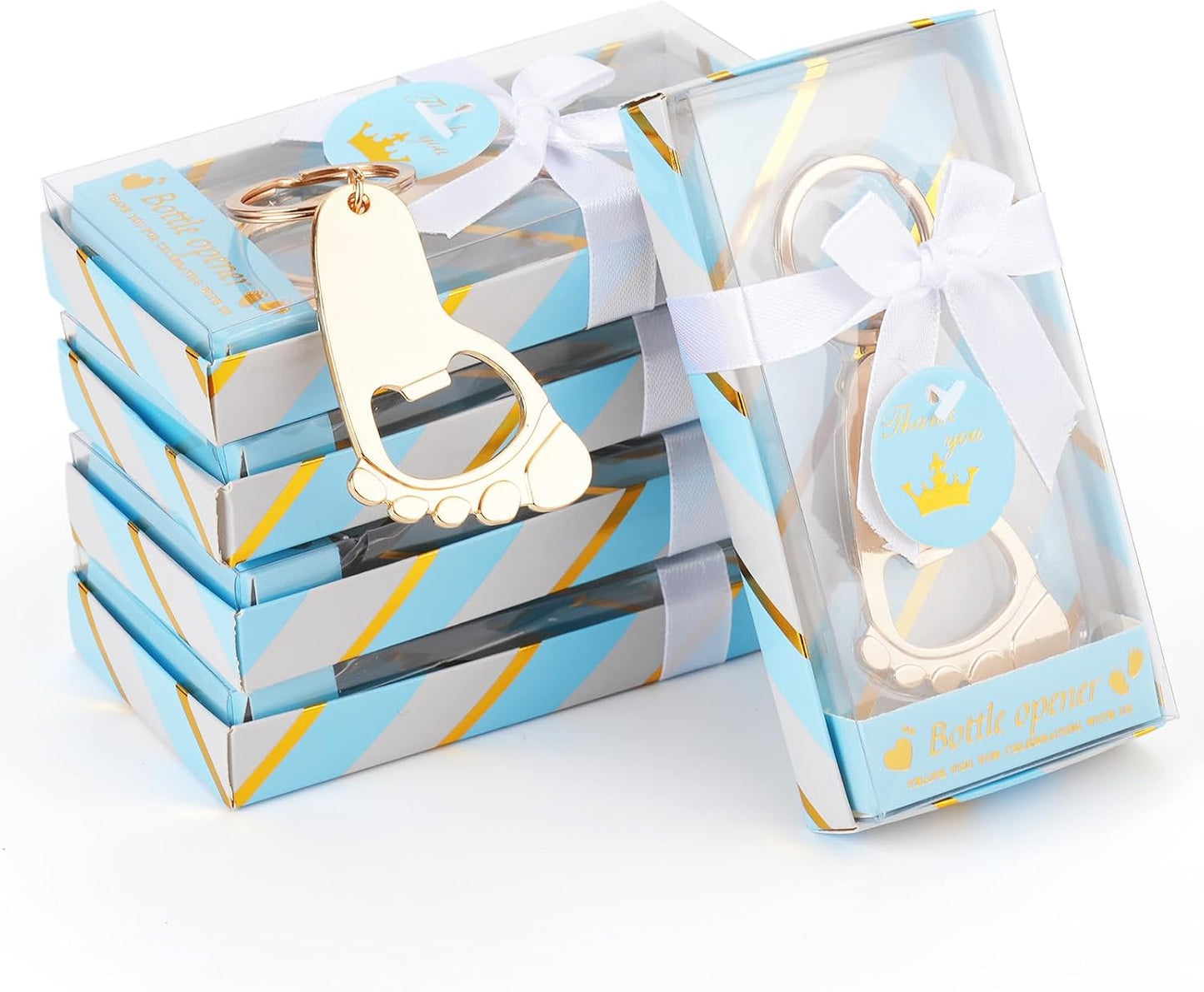 12 Abrebotellas Azules para Baby Shower