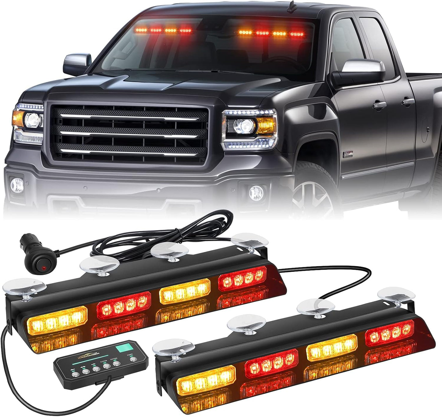 Luces estroboscópicas ámbar rojas para tablero interior