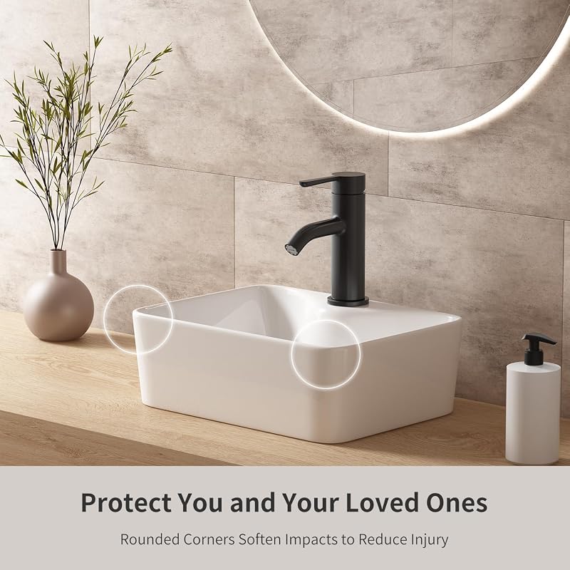 Fregadero cerámica blanca cuenco 16x12" orificio grifo baño