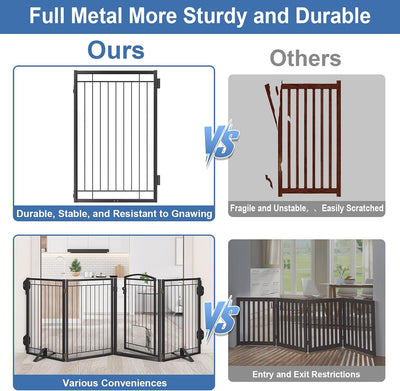 Puerta metal perro con puerta gato plegable 32pulg 80pulg