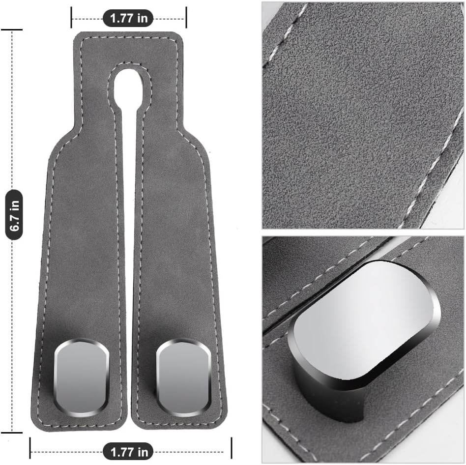 Ganchos dobles cuero reposacabezas asiento trasero 4 pzas gris