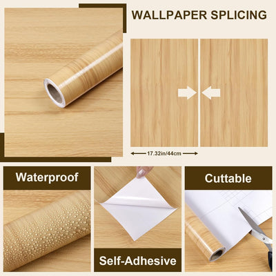 Papel contacto madera clara 11.8x78.7pulg para armarios y encimeras