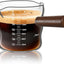 Taza medidora de espresso de 9 oz con doble boquilla y mango de madera